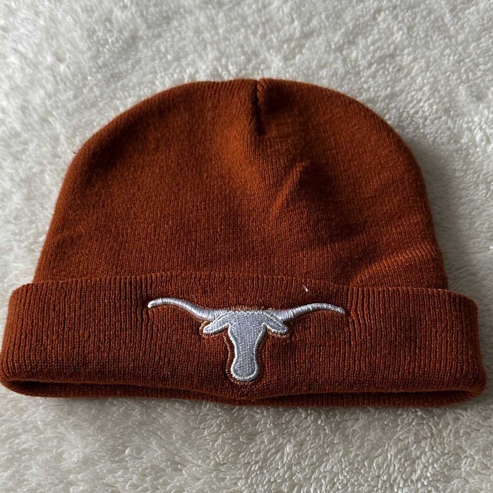 Burnt Orange Beanie with Embroidered Horns